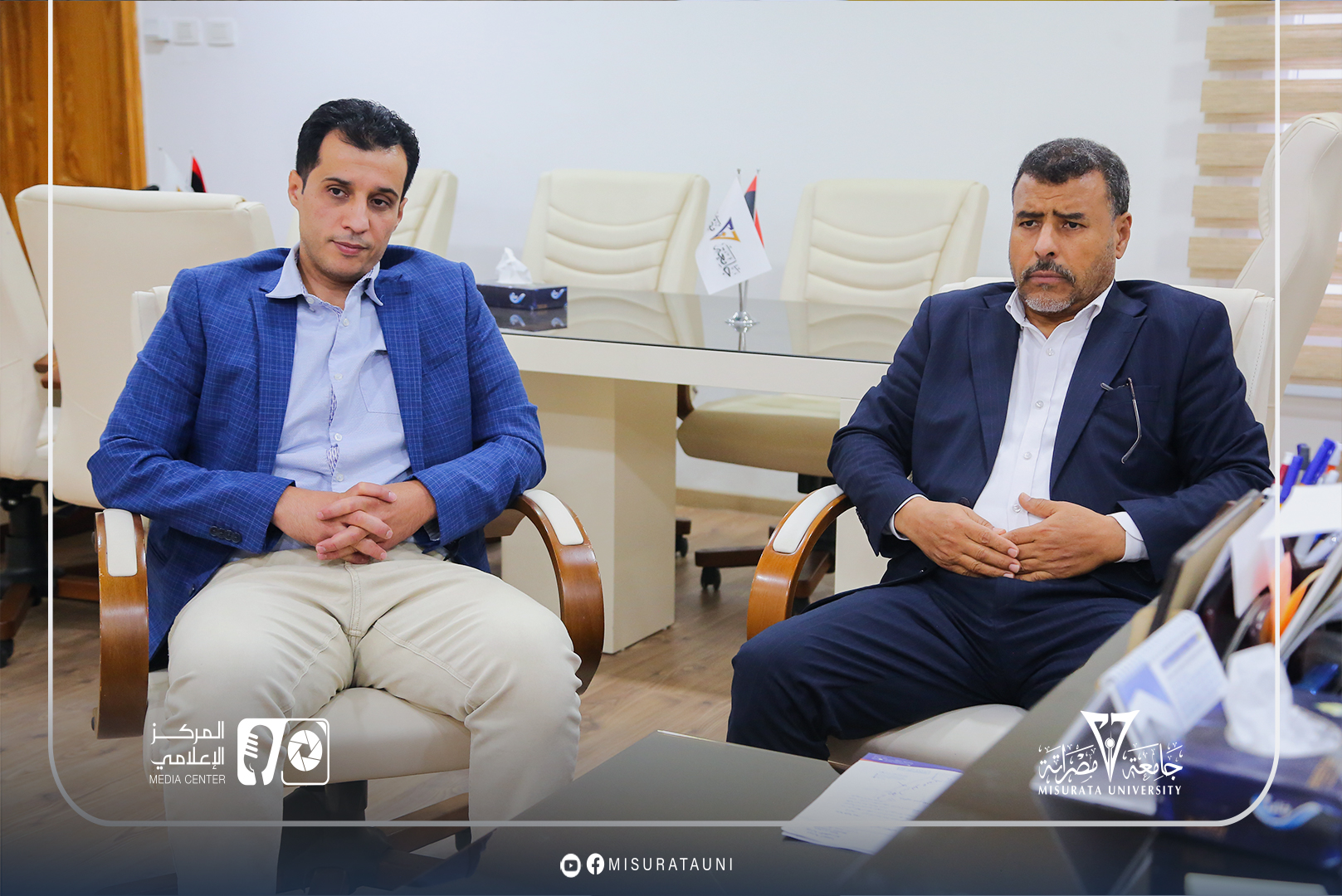 Misurata University receives the Director of Academic Relations at the Libyan International University to discuss areas of joint cooperation.
width=