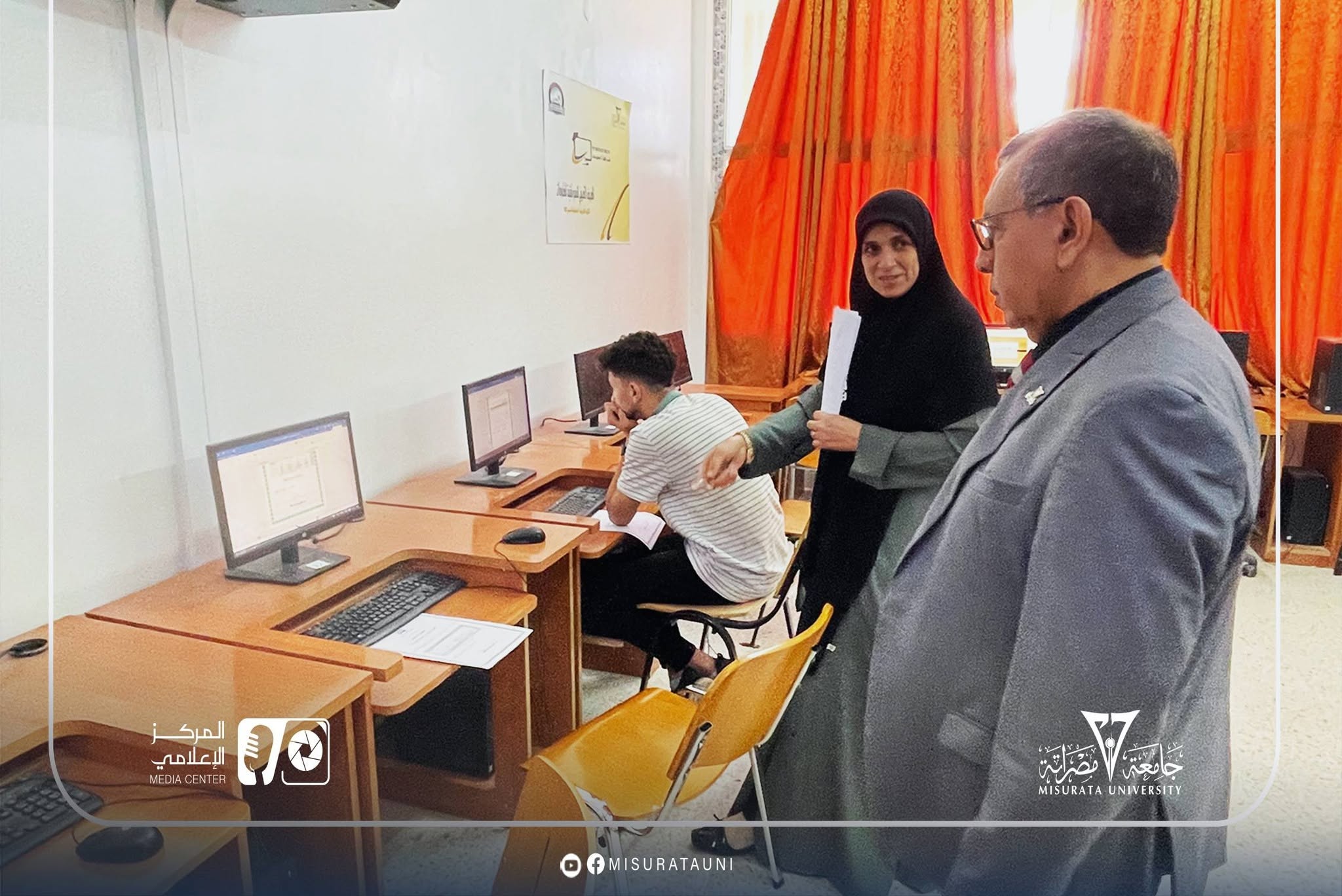 رئيس جامعة مصراتة يتفقد سير الامتحانات النهائية بكلية التربية